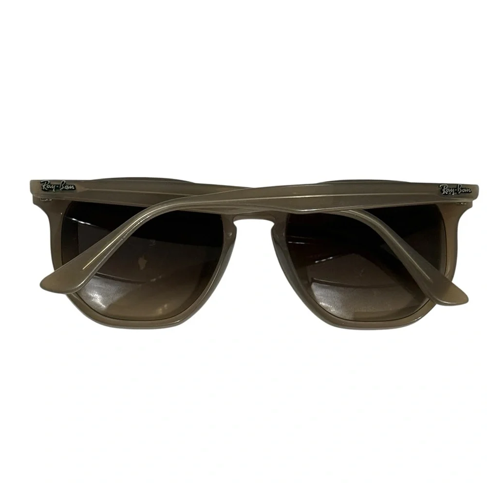 Ray-Ban Taupe Round Sunglasses with Brown Gradient Lenses